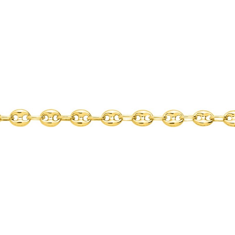 Bracelet Or Jaune 750/1000 Maille Grain de Café Creuse 18 cm