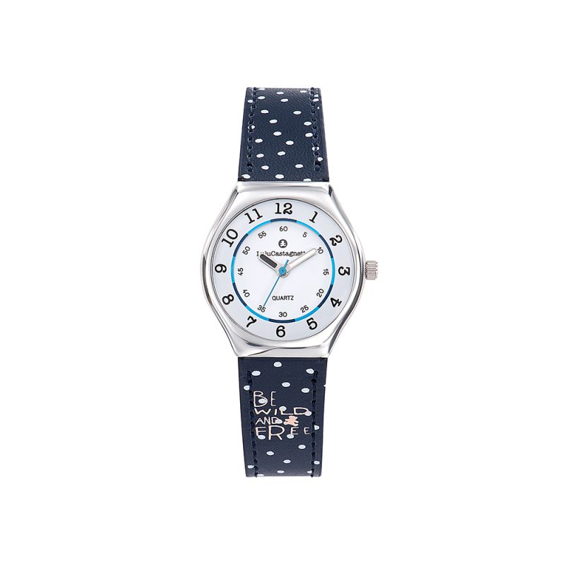 LuluCastagnette MiniStar Cuir Bleu à pois 38852