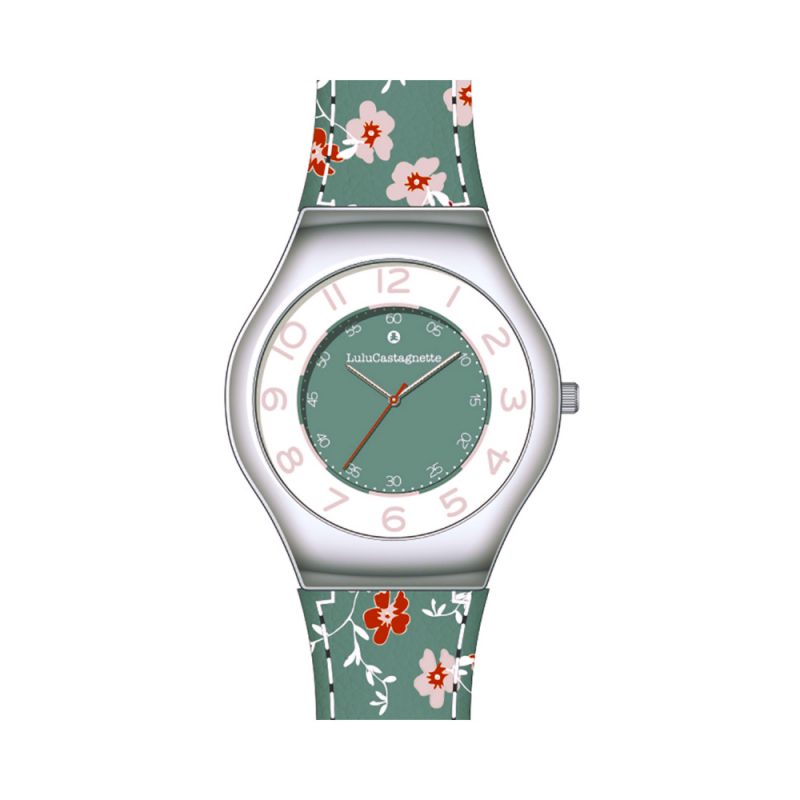 LuluCastagnette MiniStar Uraban Farmer cuir vert à fleurs 38963
