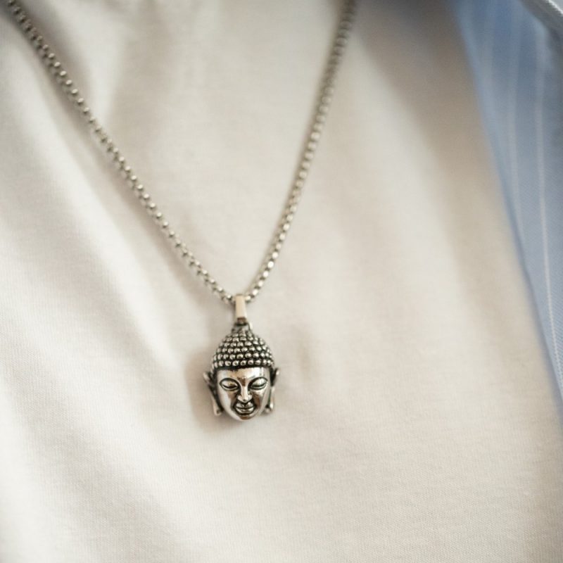 Collier Homme Acier Pendentif Bouddha 50+10cm – Image 2