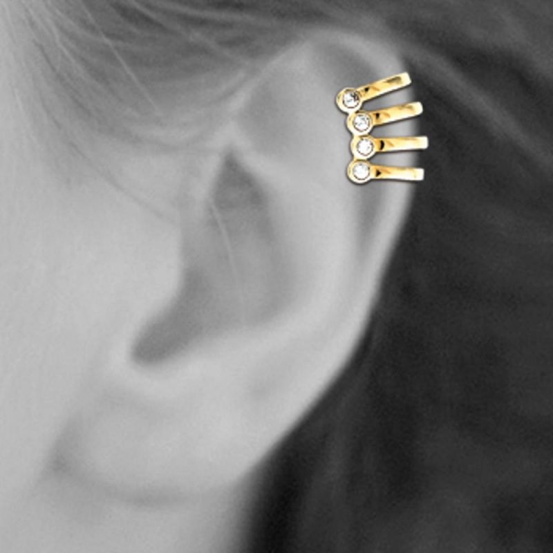 Bague d'oreille Ear Cuff Plaqué Or 750 et Oxydes Serti Clos – Image 2