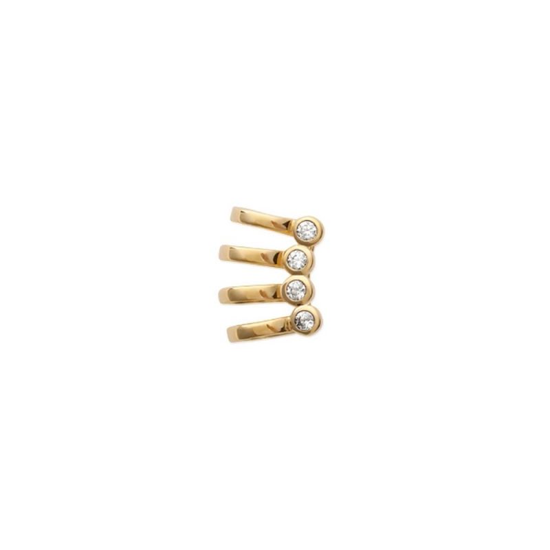 Bague d'oreille Ear Cuff Plaqué Or 750 et Oxydes Serti Clos