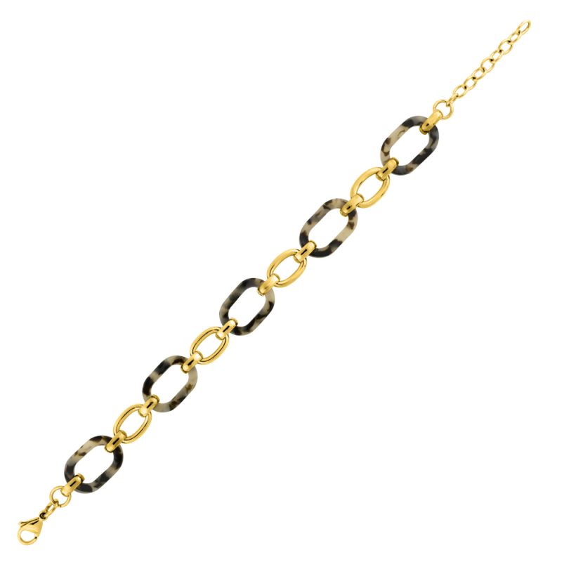 Bracelet Acier Doré Maillons et Acétate – Image 2