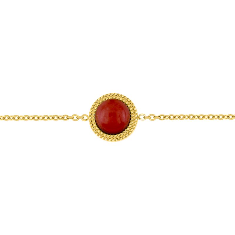 Bracelet Fashion Steel Acier Doré et Rubis Synthétique 16+3 cm
