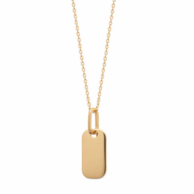 Collier Femme Plaqué Or Plaque Personnalisable Maille Forçat 45cm – Image 2