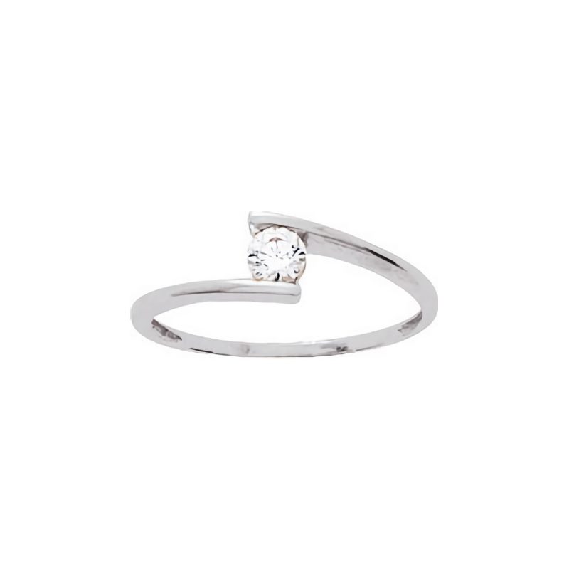 Bague Solitaire Or Blanc 750/1000 et Oxyde de Zirconium 3.75mm