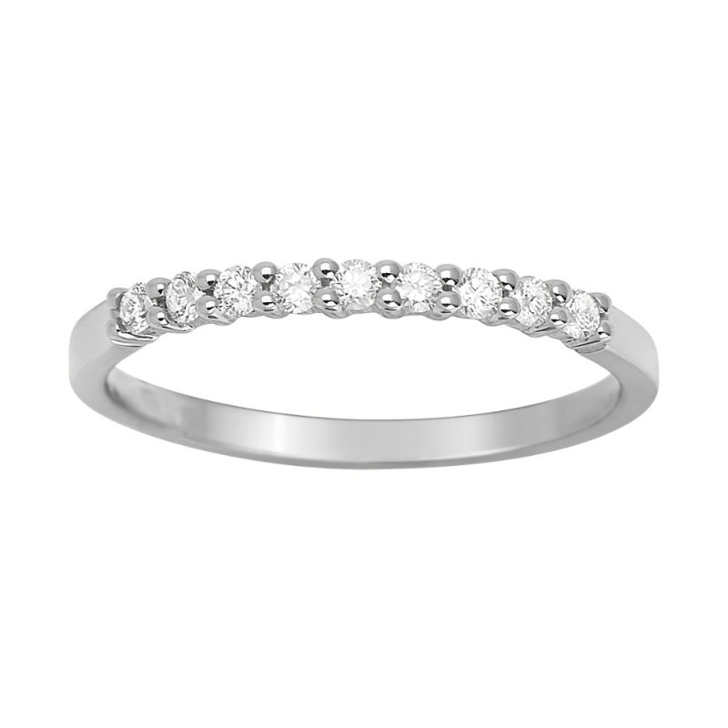Alliance Or Blanc 750/1000 Demi-Tour Diamants 0.18ct