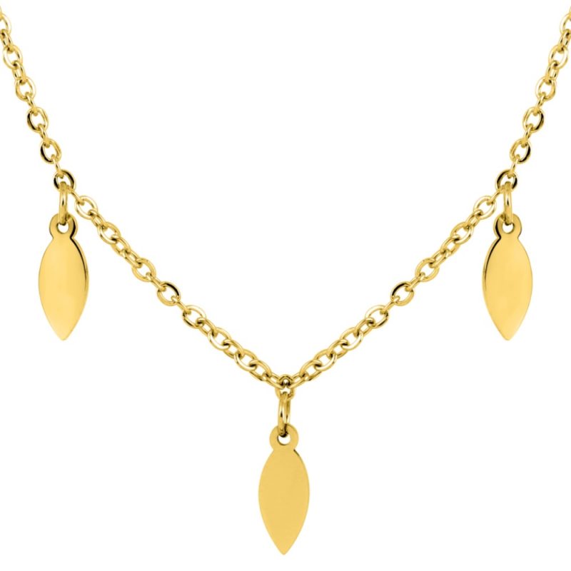 Collier Acier Doré et Pampilles