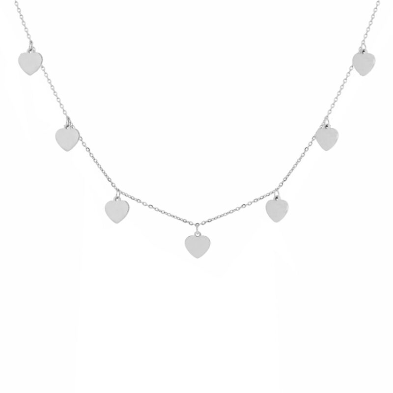 Collier Acier Pampilles Cœurs