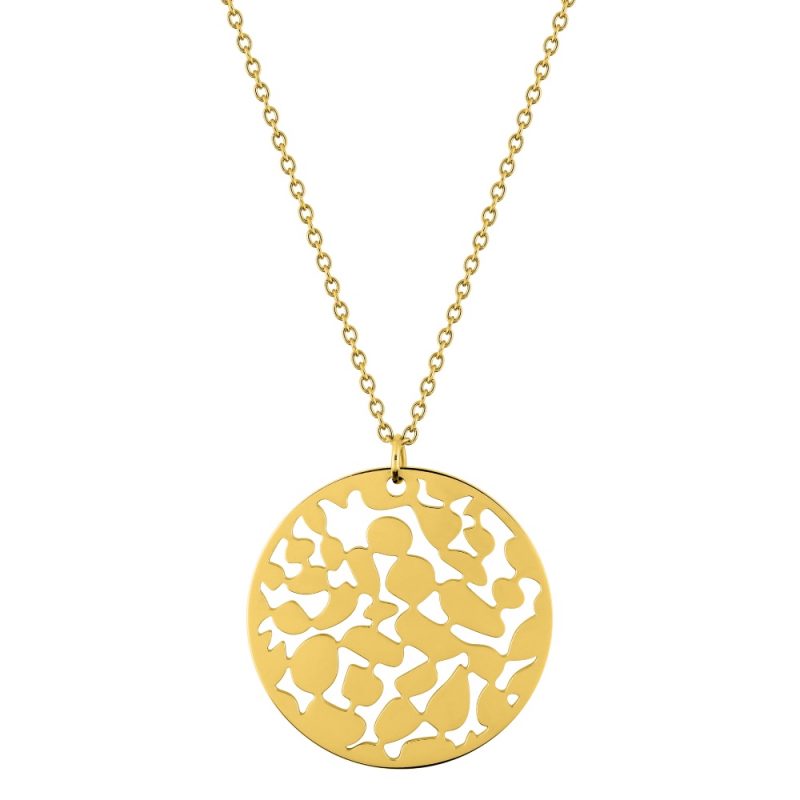 Collier Fashion Steel Acier Doré Rond 30mm Filigranne – Image 2