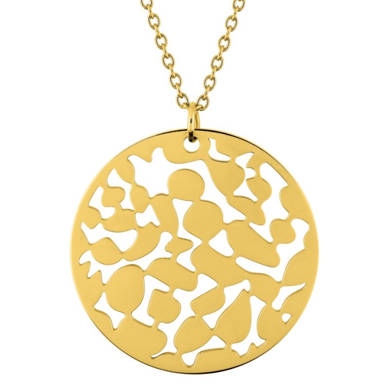 Collier Fashion Steel Acier Doré Rond 30mm Filigranne