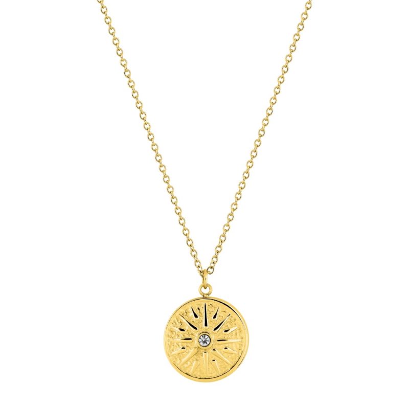 Collier Cristal Blanc Acier Doré – Image 2