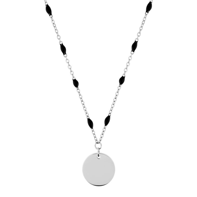Collier Acier Jeton 12mm et Résine Noire – Image 2