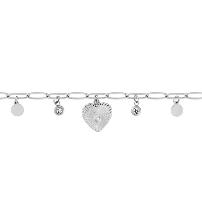 Bracelet Acier Breloques et Coeur