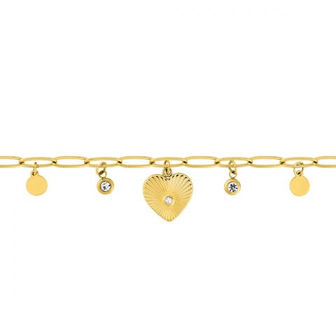 Bracelet Acier Doré Breloques et Coeur