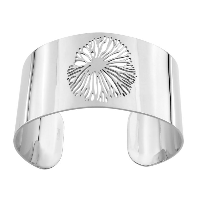 Bracelet Manchette 30mm Acier Motif Fleur