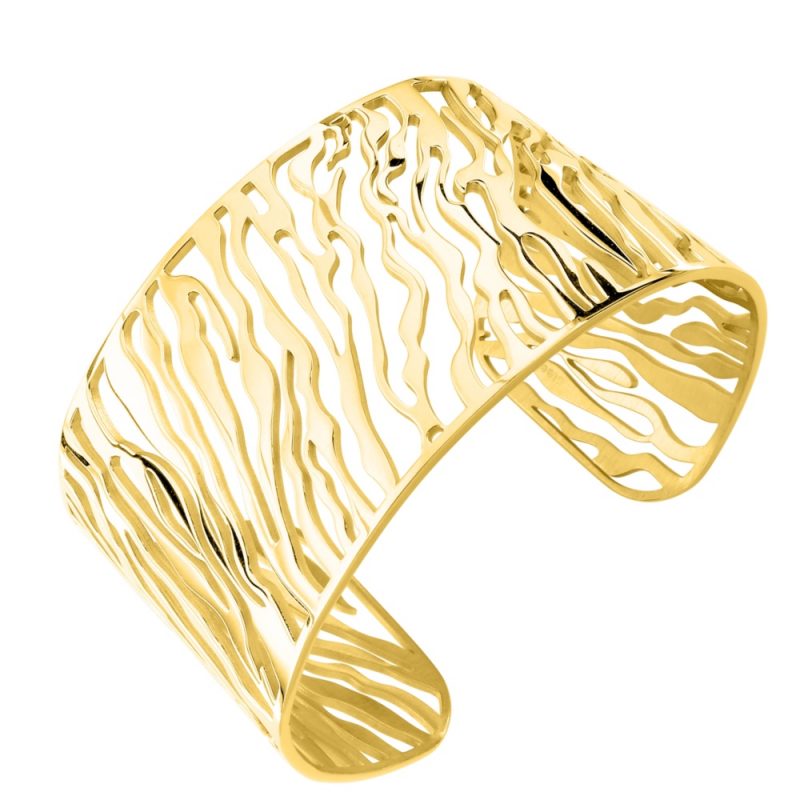 Bracelet Fashion Steel Manchette 36mm Acier Motifs Zébrure – Image 2