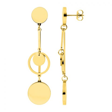 Boucles d'oreilles Fashion Steel Pendantes Acier Doré Hauteur 60mm
