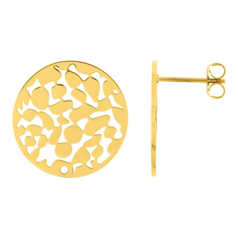 Boucles d'oreilles Acier Doré Rond Filigranne Diamètre 20mm