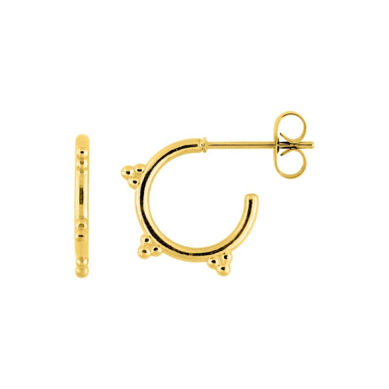 Boucles d'oreilles Fashion Steel 1/2 Créoles Acier Doré 14mm