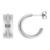 Boucles d'oreilles Fashion Steel 1/2 Créoles et 1 Rang de Strass Diamètre 20mm