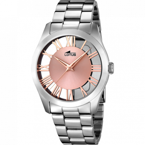 Montre Lotus Femme Trendy Acier Fond Rose Bracelet Acier 18122/1