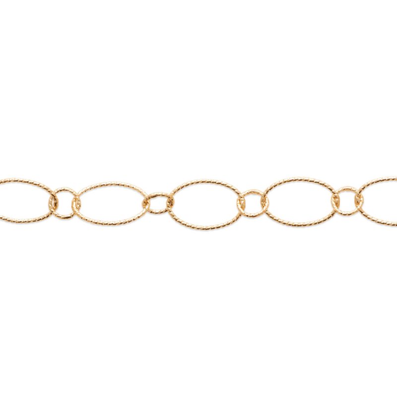 Bracelet Plaqué Or Jaune Anneaux Entrelacés Striés