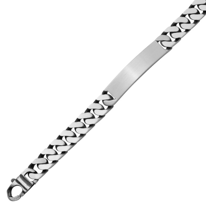 Bracelet Homme Gourmette Identité Argent Massif 925/1000 Aspect Vieilli – Image 2