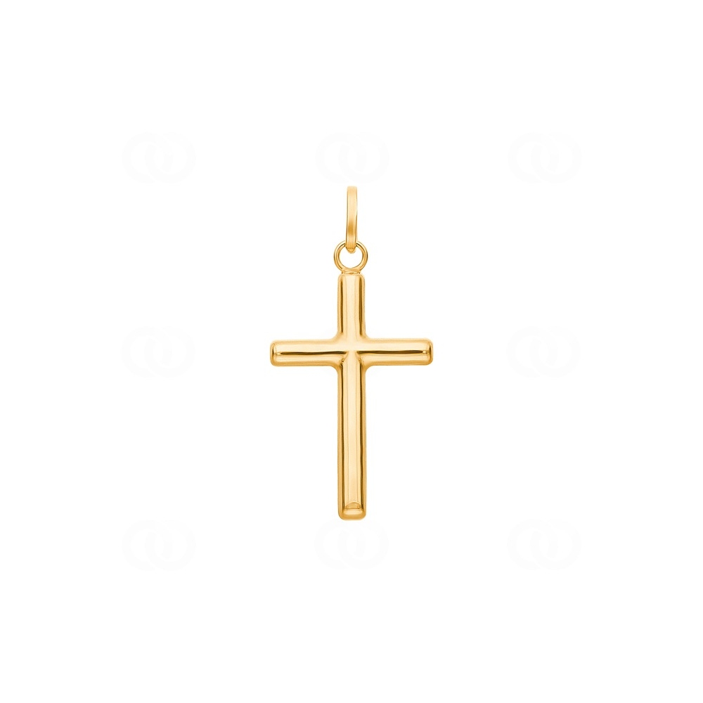 Pendentif Croix Or Jaune 750/1000 Tube Rond 17mm