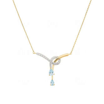 Collier Or Jaune 750/1000 avec Diamants Rhodium et Topazes