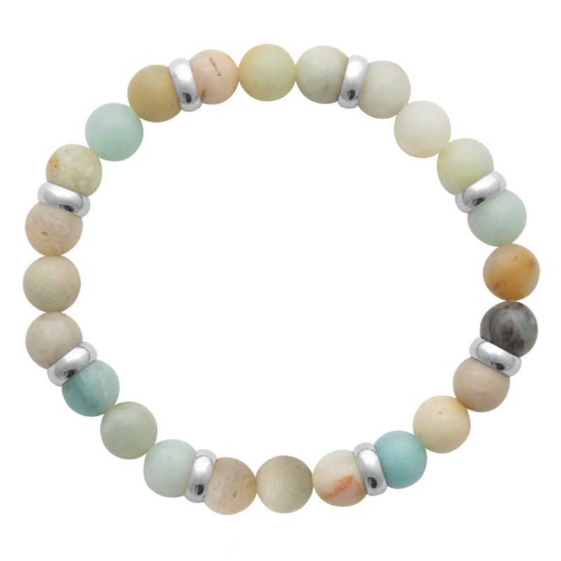Bracelet Homme Pierres Naturelles Amazonite Perles 8mm