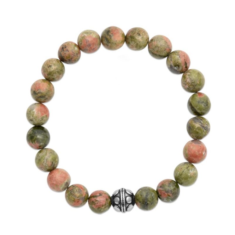Bracelet Femme Pierres Naturelles Unakite Perles 8mm