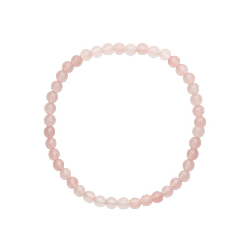 Bracelet Femme Pierres Naturelles Quartz Rose Perles 4mm