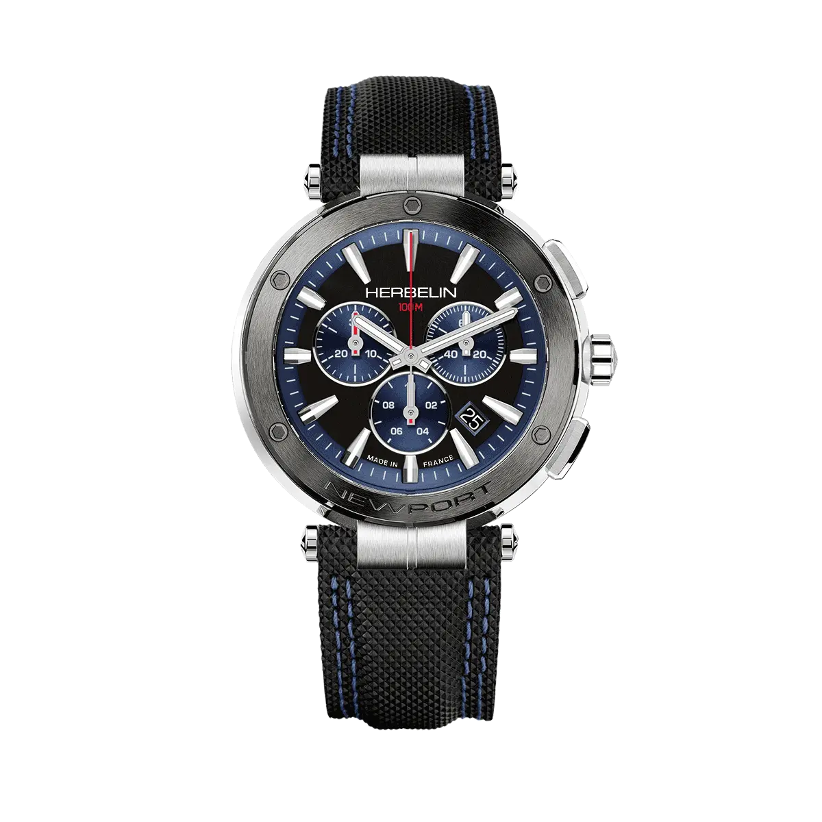Montre Homme Herbelin Acier Chrono Newport Cuir Bleu 37688AG65