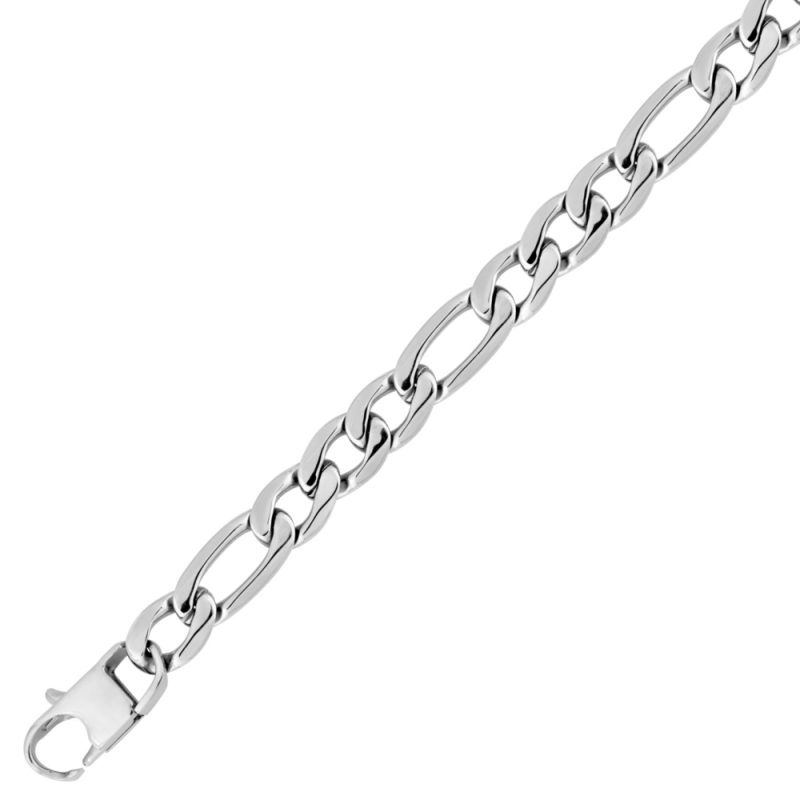 Collier Homme Acier Maille Figaro 9mm Longueur 55cm – Image 2