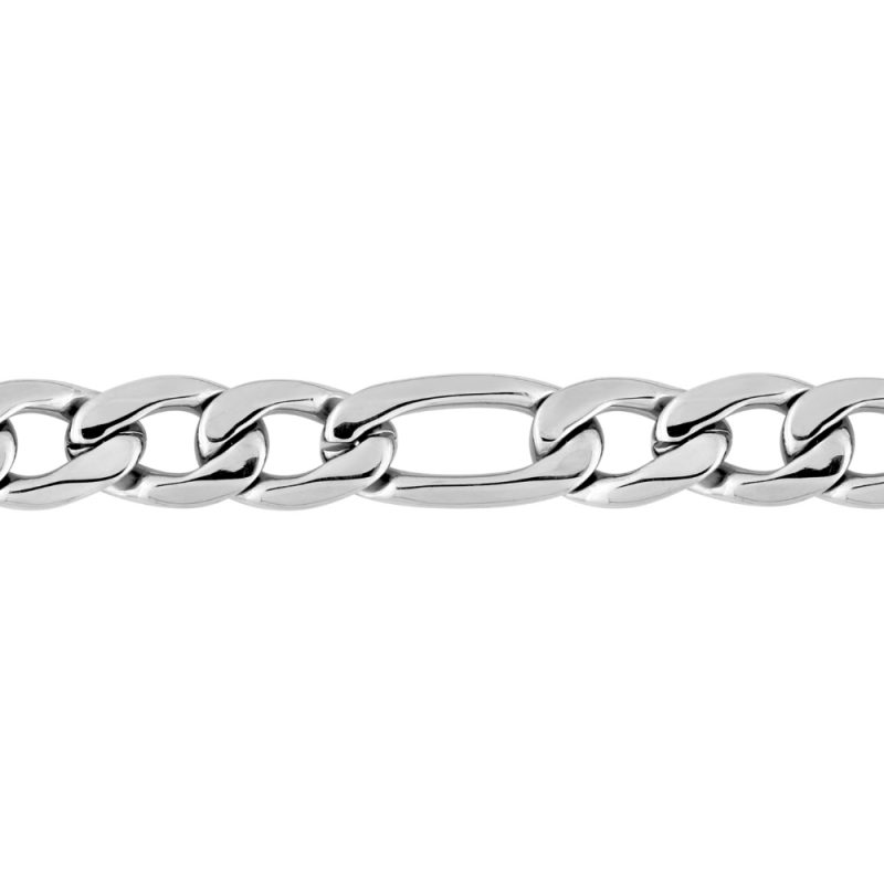 Collier Homme Acier Maille Figaro 9mm Longueur 55cm