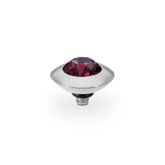 Tops Qudo Tondo 9 mm Acier Silver Cristal - Amethyst