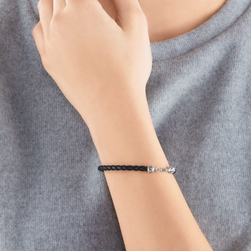 Bracelet Thomas Sabo Argent 925/1000 et Cuir Nappa Tressé Noir – Image 3