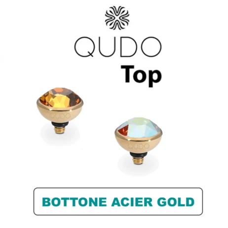 Tops Qudo Bottone 10 mm Acier Gold Cristal