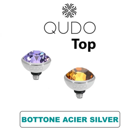 Tops Qudo Bottone 10 mm Acier Silver Cristal