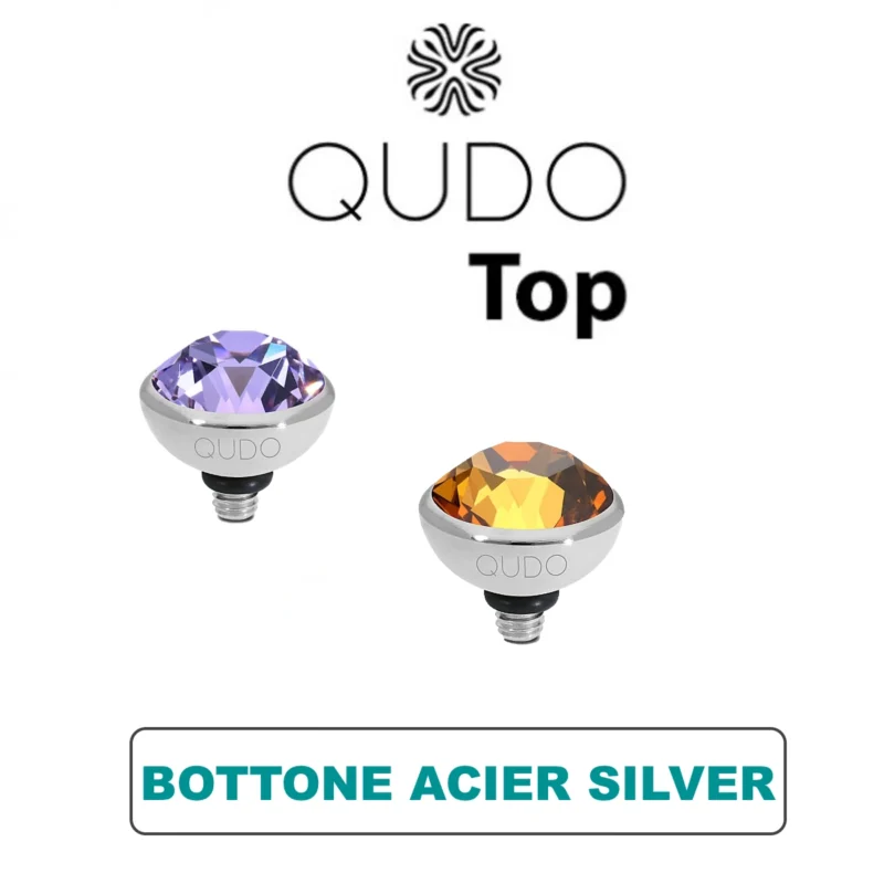 Tops Qudo Bottone 10 mm Acier Silver Cristal