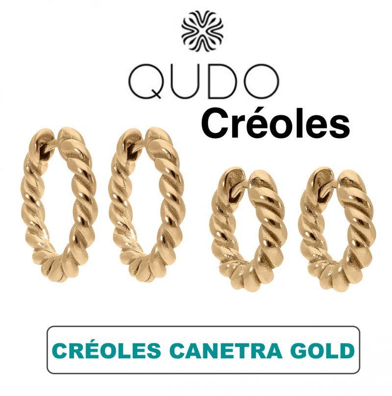 Créoles Qudo Canetra Acier Gold