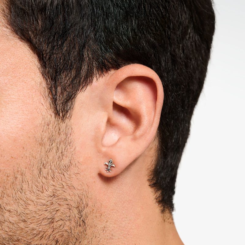 Boucles d'oreilles Clous Thomas Sabo Argent 925/1000 Fleur de Lys et Oxydes Noirs – Image 3