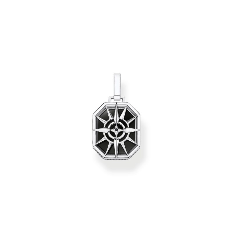 Pendentif Thomas Sabo Argent 925/1000 Boussole et Onyx