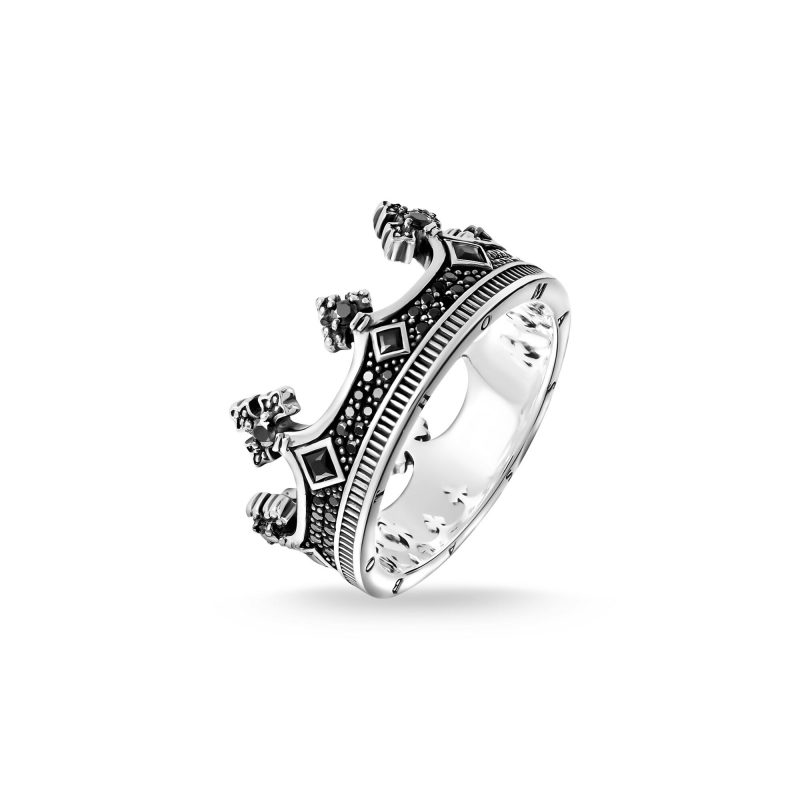 Bague Thomas Sabo Argent 925/1000 Couronne et Oxydes Noirs – Image 2