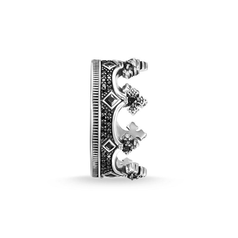 Bague Thomas Sabo Argent 925/1000 Couronne et Oxydes Noirs – Image 3