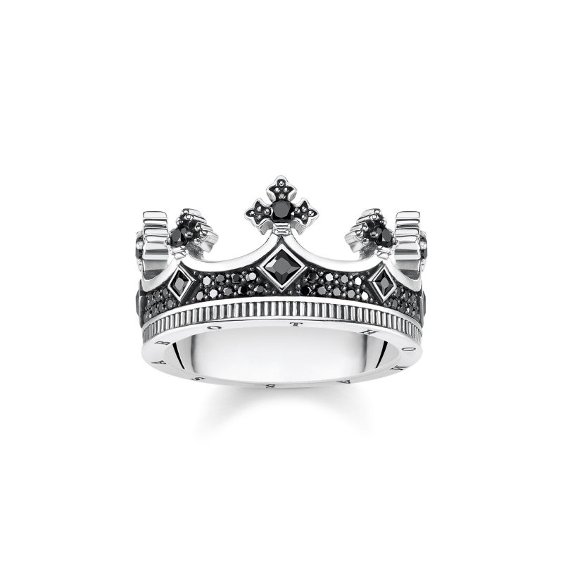 Bague Thomas Sabo Argent 925/1000 Couronne et Oxydes Noirs