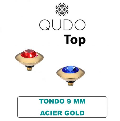 Tops Qudo Tondo 9 mm Acier Gold Cristal