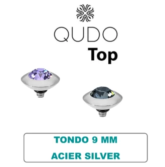 Tops Qudo Tondo 9 mm Acier Silver Cristal - Amethyst
