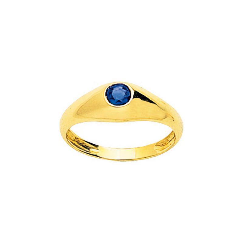 Bague Or Jaune 750/1000 Jonc Anglais et Saphir